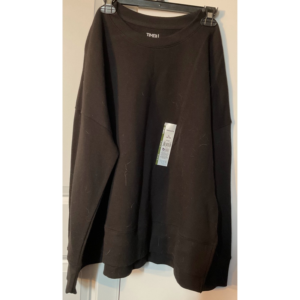 Time and Tru Black Sweater Crew Neck Relaxed Fit XL 16-18